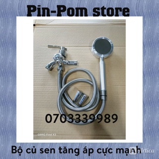 Bộ củ sen lạnh inox 201 + tay sen tăng áp nhôm + dây inox 304, gác xi