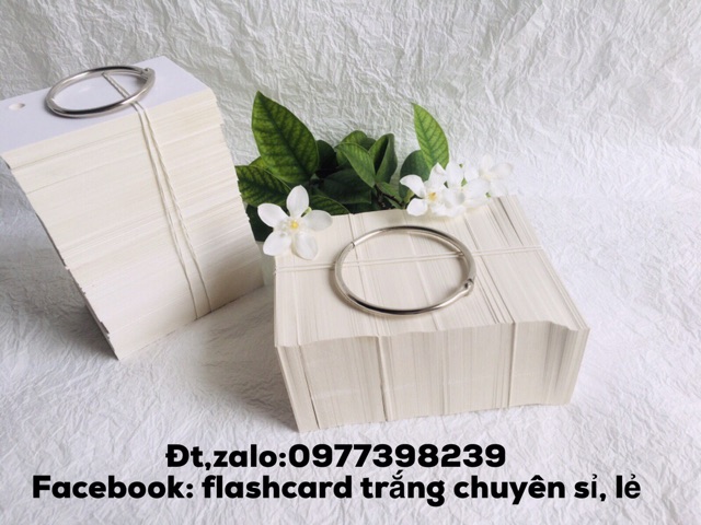 Flashcard thẻ từ vựng1000 thẻ flashcard trắng ( vuông 4x7 cm) DÀY ĐẸP KÈM 10 KHOEN