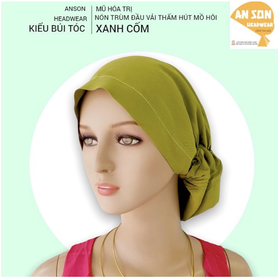 MŨ HÓA TRỊ, NÓN VẢI TRÙM ĐẦU KIỂU BÚI TÓC CHO BỆNH NHÂN UNG THƯ, HÓA TRỊ, XẠ TRỊ #nonanson