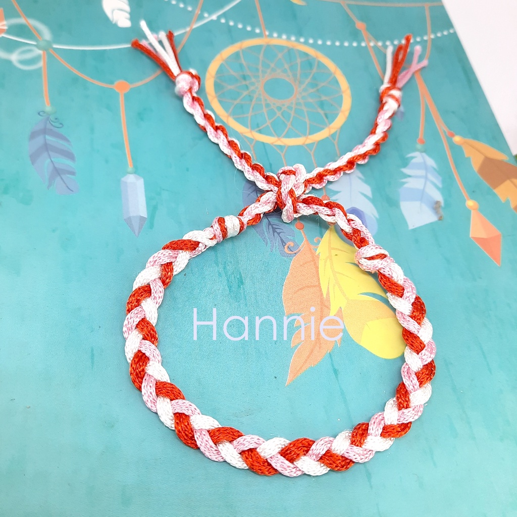 (Tay/Chân) Vòng chỉ tình bạn màu đỏ hồng - Vòng đeo nam nữ chống thấm nước waterproof - Friendship Bracelet handmade