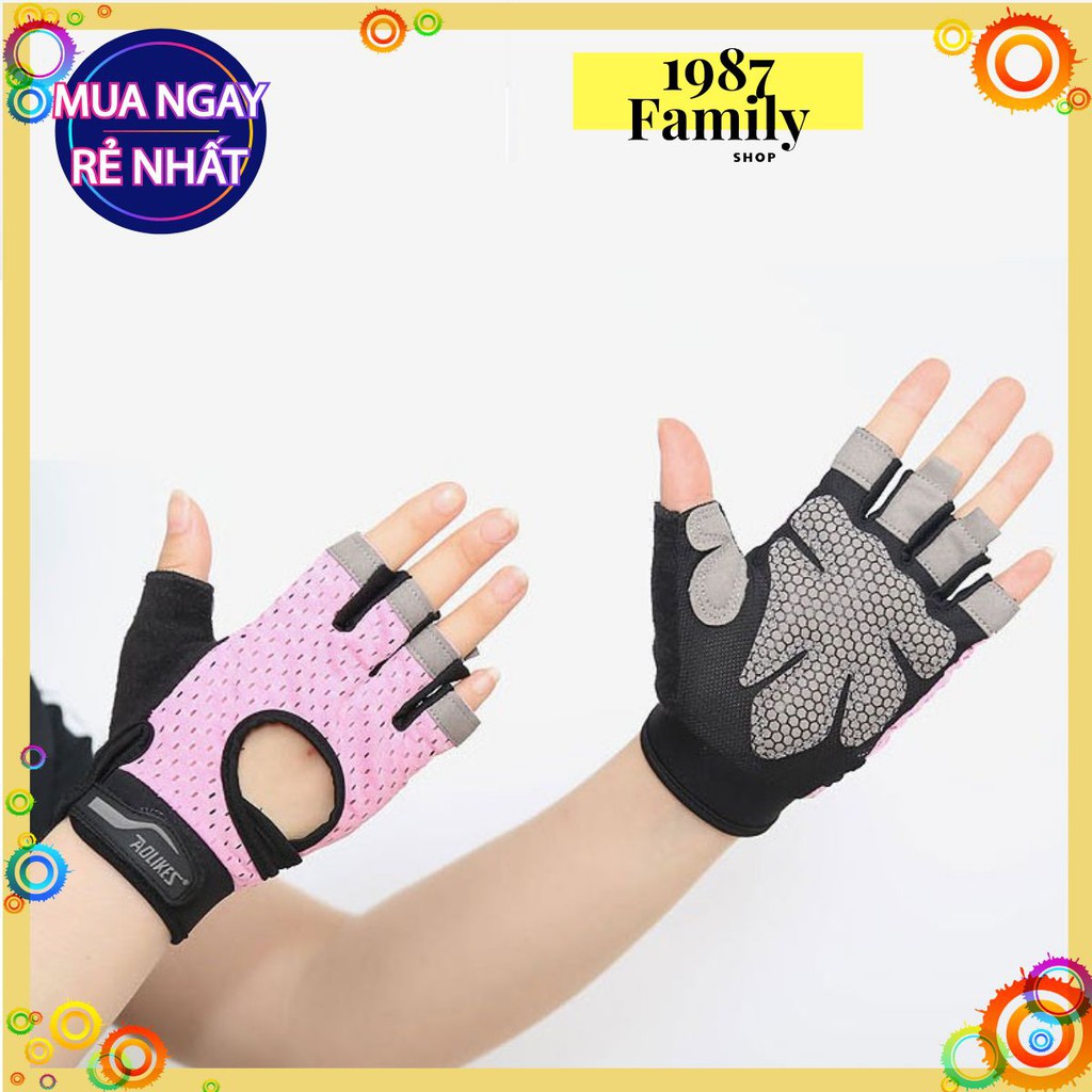Set 2 Găng tay Aolikes tổ ong -Găng tay đủ size S/M/L/XL tập Gym Thể thao tập tạ dành cho nam nữ⭐TTG-15-02