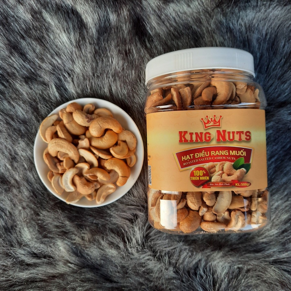 500Gr Hạt Điều Rang Muối Bể Sạch Vỏ Lụa KingNuts Hộp Trắng