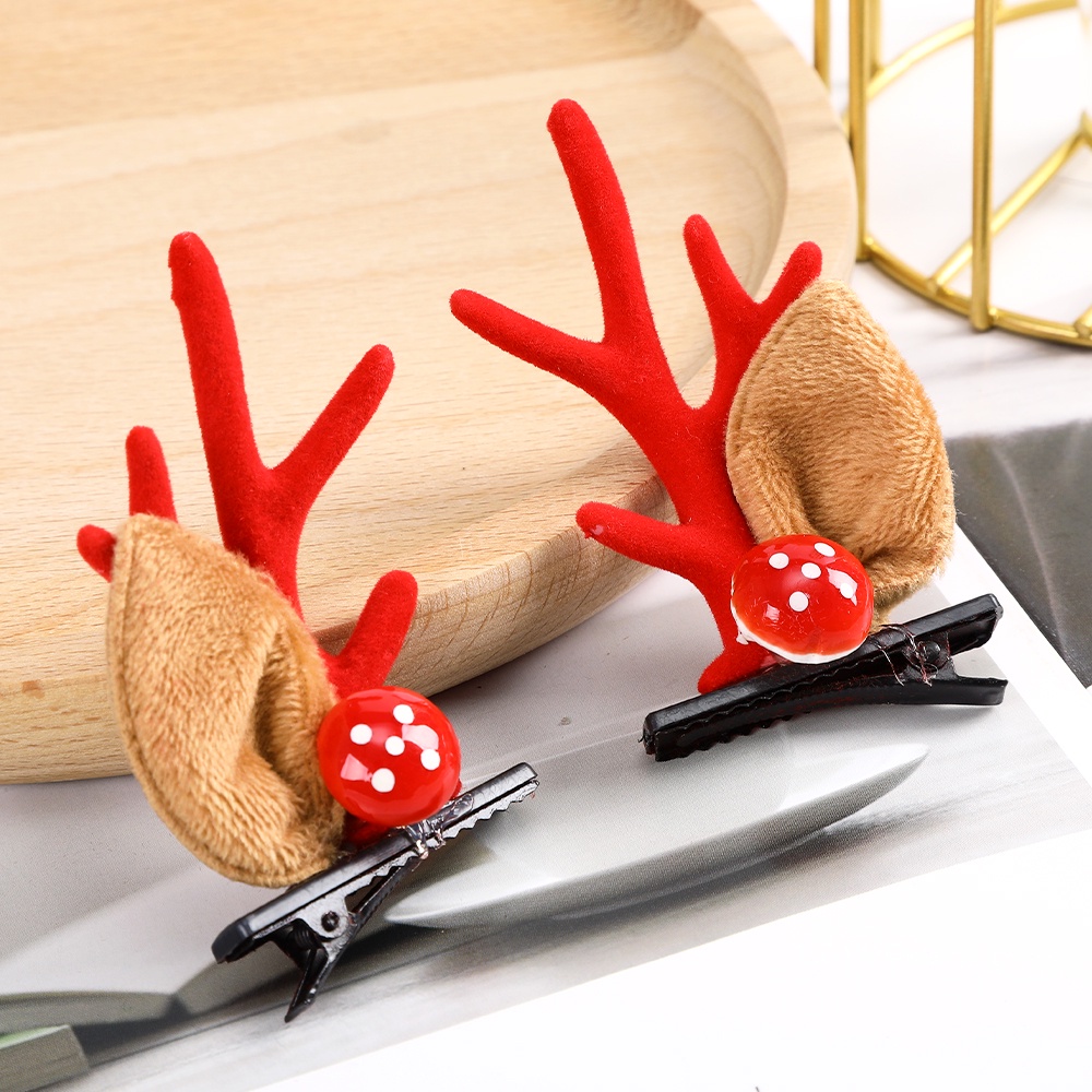 Haimeikang Cute Reindeer Horn Hair Clips For Women Christmas