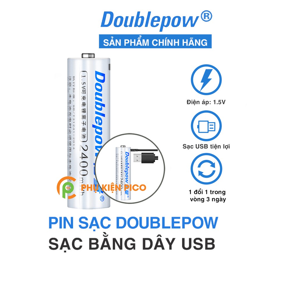 Pin sạc 1.5V Doublepow 2400mWh có cổng sạc trực tiếp Micro USB - Pin Doublepow 2400mWh thumbnail