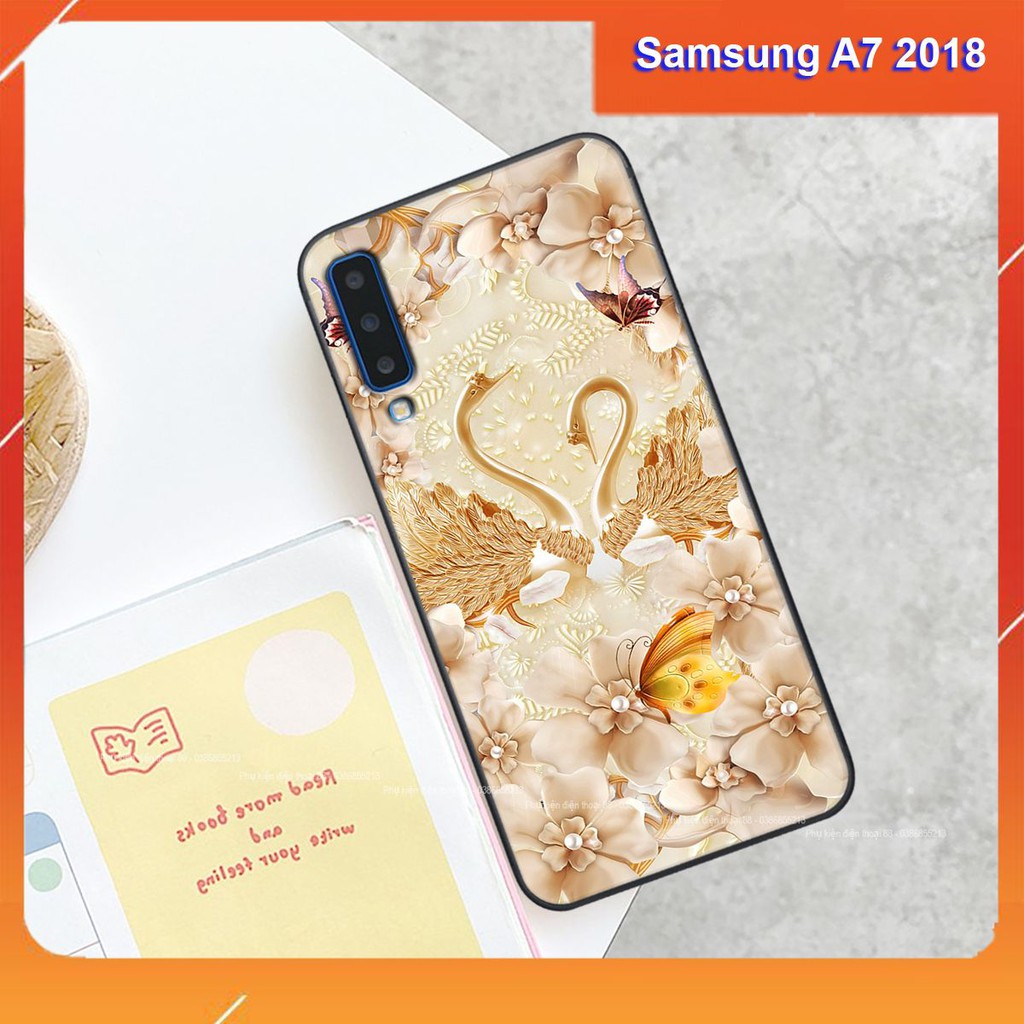 Ốp lưng Samsung A7 2018 hình hình hoa, thiên nga, đẹp thời trang - CAO CẤP - SANG TRỌNG