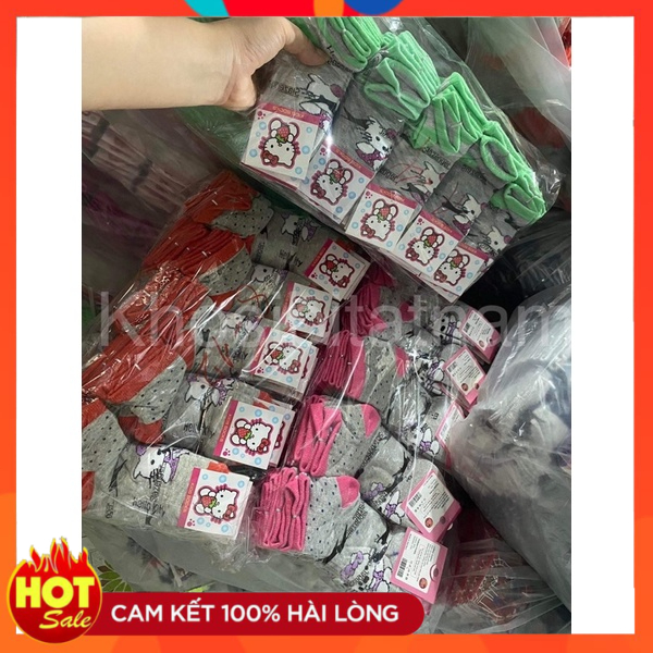 Combo 10 Đôi Tất Vớ Trẻ Em Cho Bé Gái Hình Kitty Nhiều Màu 1-12tuổi