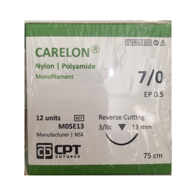 CHỈ PHẪU THUẬT NYLON 7/0 carelon 7/0 CPT - hộp x 12 tép