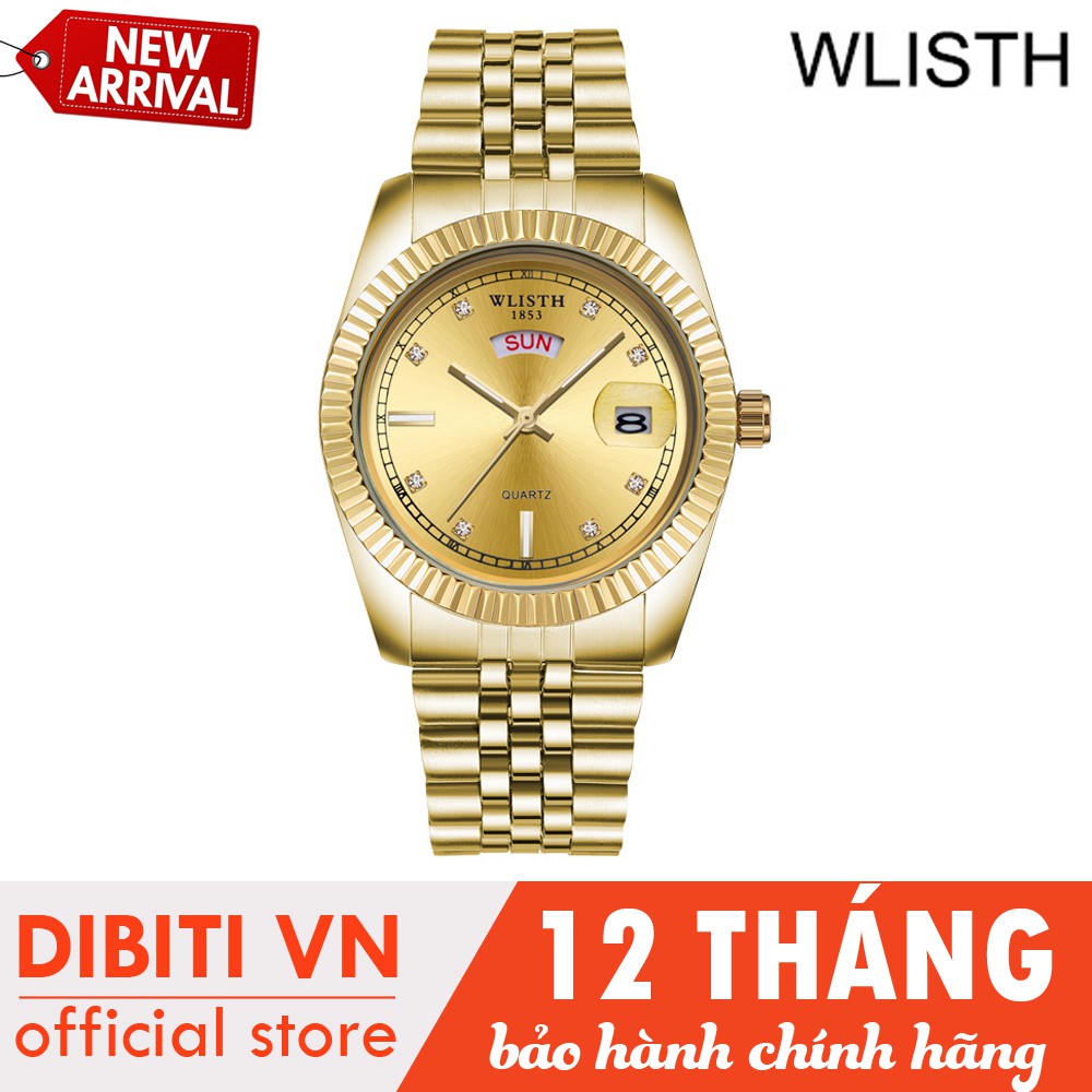 (Bảo hành 12 tháng) Đồng Hồ Nam Cao Cấp Wlisth R-33 Dây Thép Không Gỉ, Tráng Sapphiare, Kim Dạ Quang, Kháng Nước 3ATM