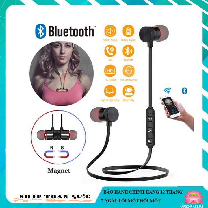 Tai nghe không dây bluetooth thể thao hai đầu nam châm có đàm thoại M5 âm thanh