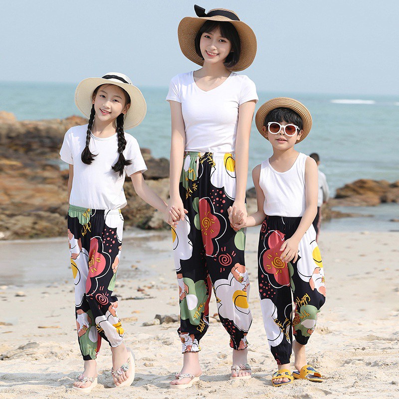 Quần Thể Thao Cotton Mỏng Ống Rộng Chống Muỗi Phong Cách Hàn Quốc Dành Cho Bé Trai Gái 90-2xl