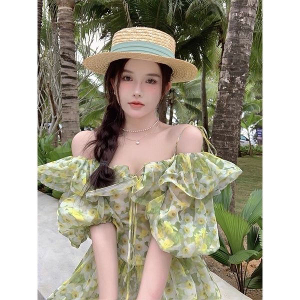 ✨💕Đầm xoè tay phồng bẹt vai Xoài non mặt đây ạ