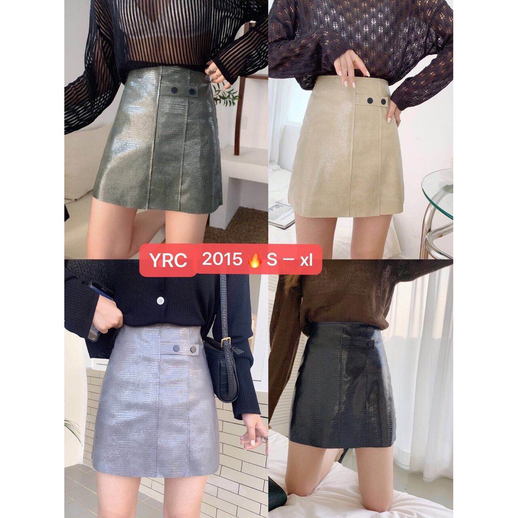 Chân váy da đính cúc lệch-2015 | BigBuy360 - bigbuy360.vn
