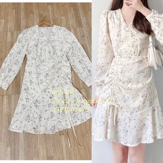 [ORDER] ĐẦM HOA CỔ V RÚT EO DỌC