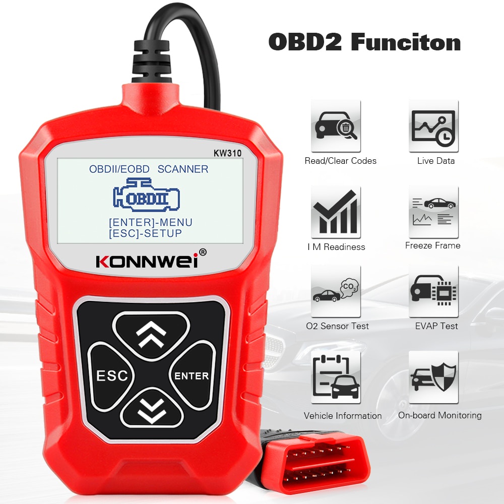 Konnwei kw310 obd2 Máy Quét Xe Hơi Khuếch Đại Ngôn Ngữ Nước Nga obd 2 Cho Ô Tô Ov2 Tốt Hơn elm327