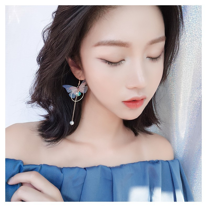 Đôi bông tai dạng bất đối xứng họa tiết hình bướm xinh xắn cho nữ | BigBuy360 - bigbuy360.vn