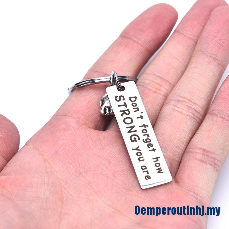 Oemperoutinhj<・)))><<Elephant Keychain Don't Forget How Strong You Are English Letter Key Chain Gifts