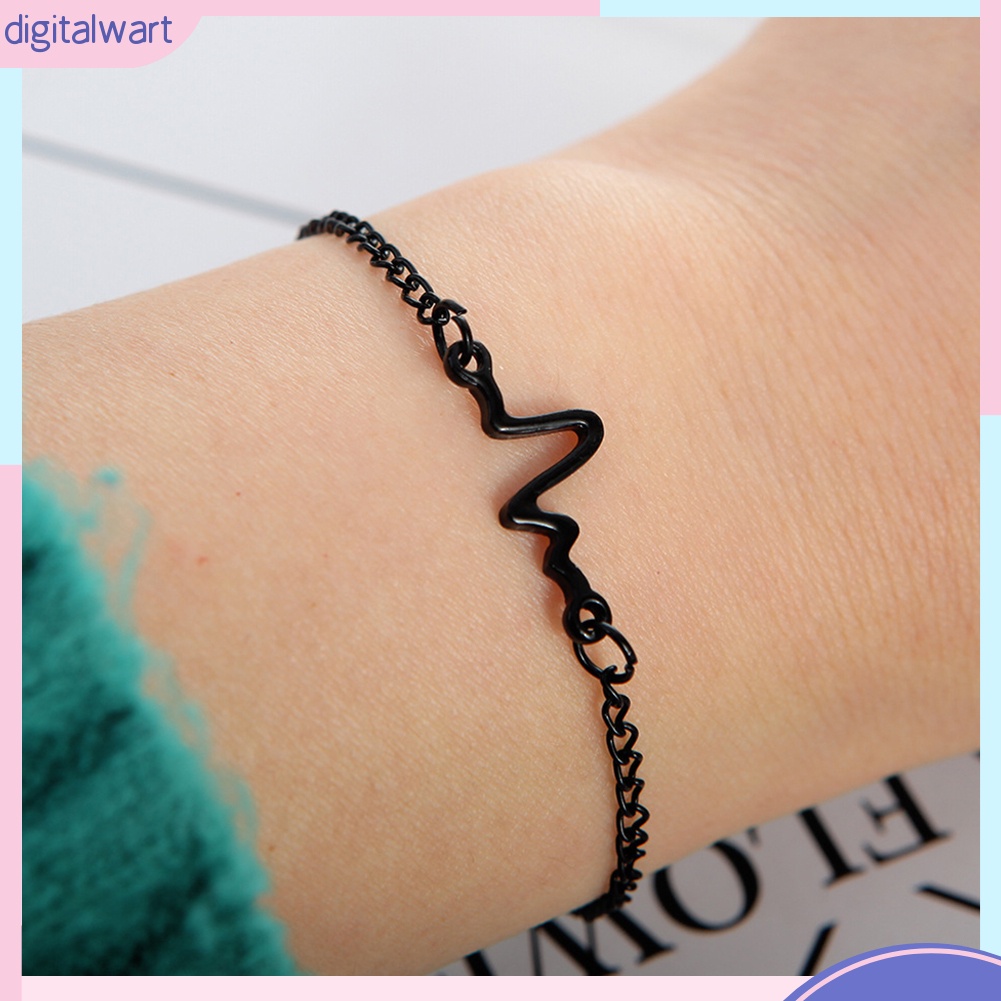 Vòng tay kim loại thiết kế hình nhịp tim cá tính trẻ trung Unisex