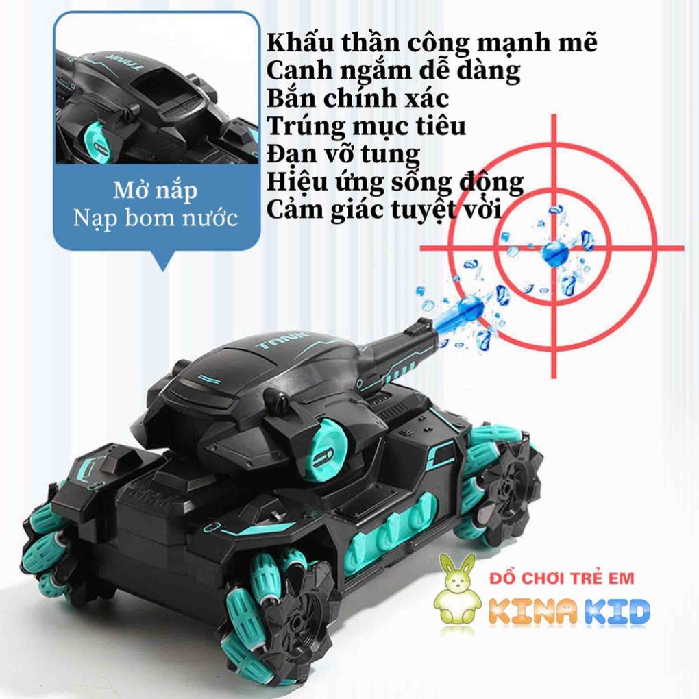 Xe Tăng Điều Khiển Từ Xa Bằng Cảm Biến Đeo Tay Và Remote 2.4Ghz Tank Fight, Xoay 360 Độ, Bắn Đạn Nước