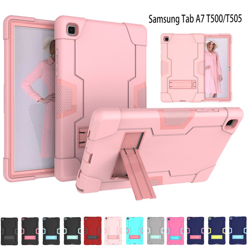 Samsung Galaxy Tab A7 2020 T500/T505 Shockproof Case Silicone PC Tablet Cover with Kickstand