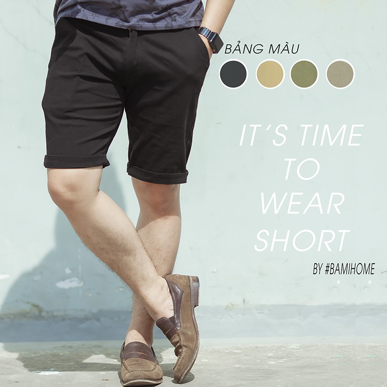 Quần short kaki nam cao cấp BAMI HOME form slim, màu sắc đơn giản dễ phối đồ  QSKK- 01