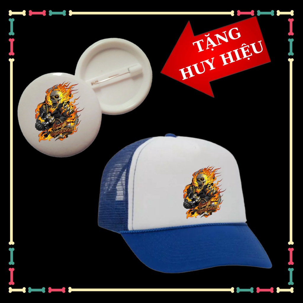 MŨ IN HÌNH MA TỐC ĐỘ CHO BÉ TRAI ĐỦ MÀU SẮC GHOST RIDER TẶNG HUY HIỆU MA TỐC ĐỘ