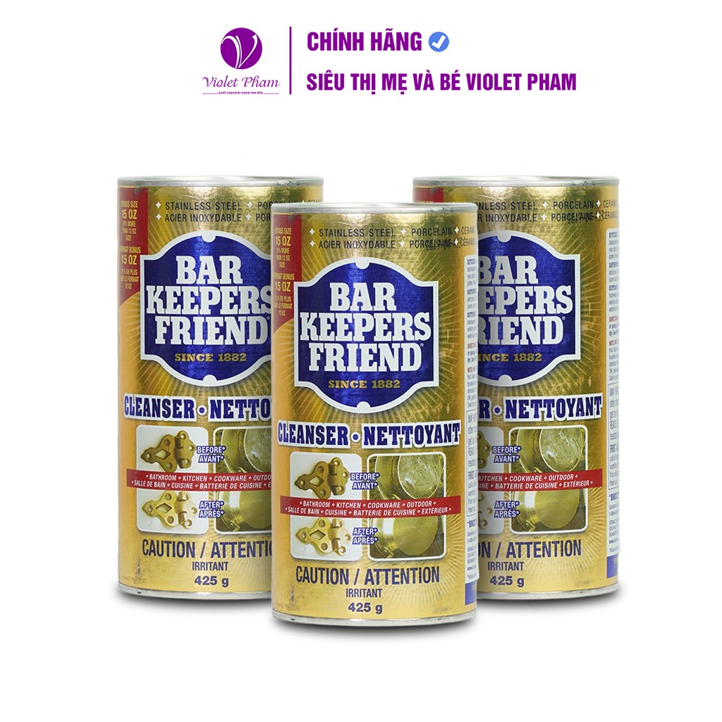 BỘT LÀM SẠCH HỮU CƠ ĐA NĂNG - BAR KEEPERS FRIEND tặn kèm 2 miếng ráp lau chùi