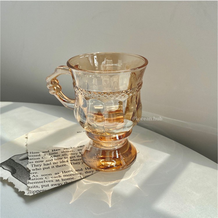 LY CỐC THỦY TINH AMBER CỔ ĐIỂN PHONG CÁCH VINTAGE. | BigBuy360 - bigbuy360.vn