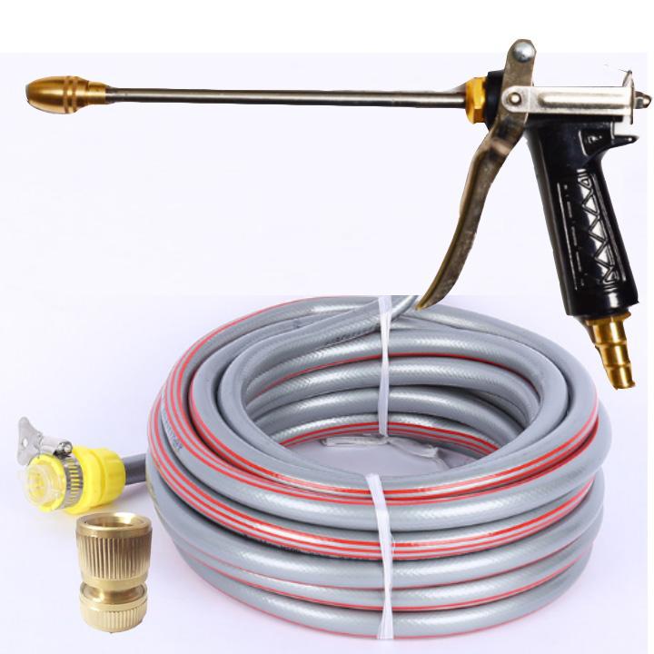 Bộ dây và vòi xịt tăng áp lực nươc 300% 318576 (cút đồng - dây xám) [SKM]
