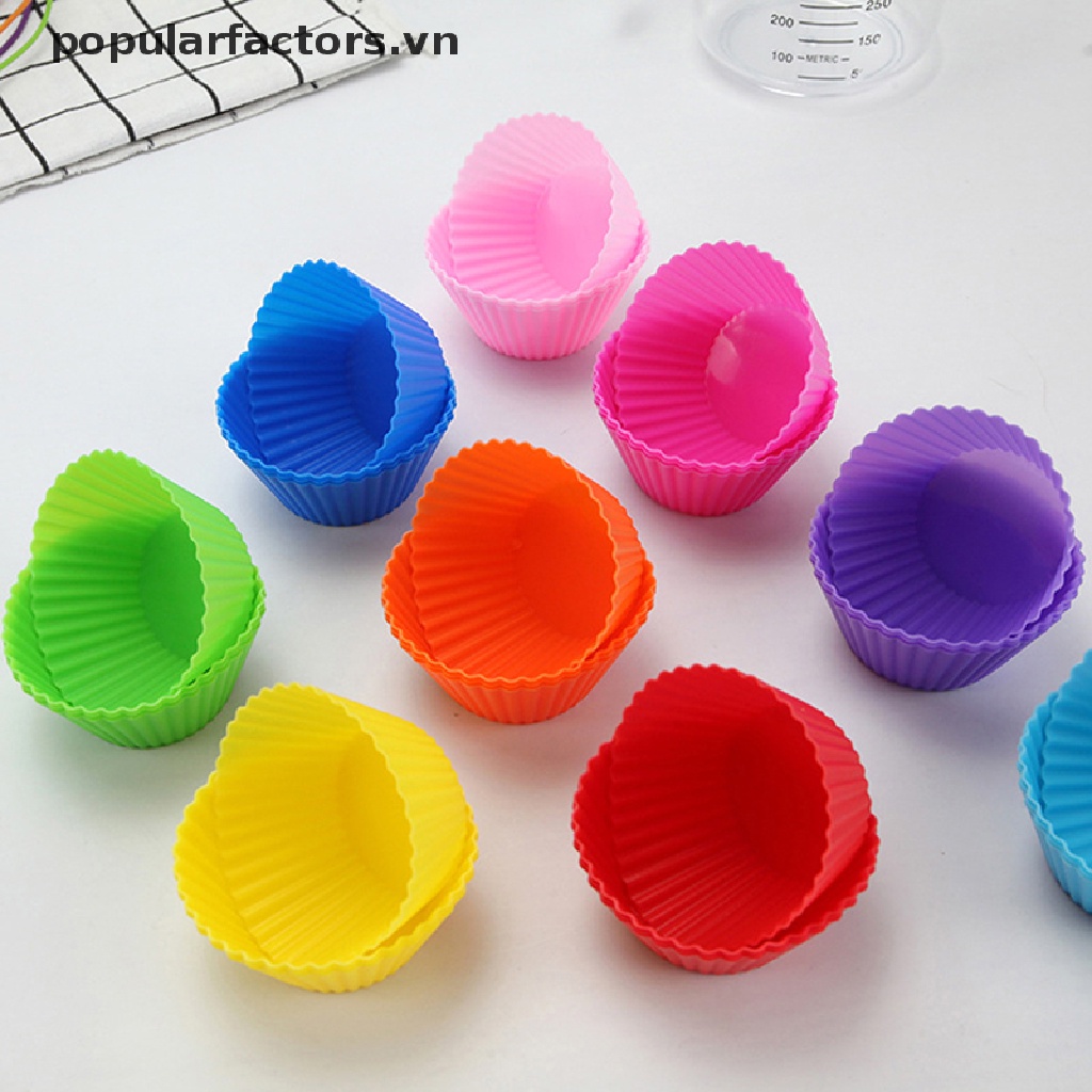 Set 6 Khuôn Silicon Làm Bánh Muffin Hình Tròn Cho Nhà Bếp