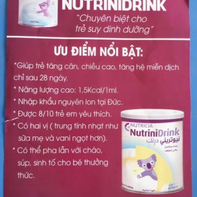 Sữa nutrinidring co bé từ 1 đến 12 tuổi