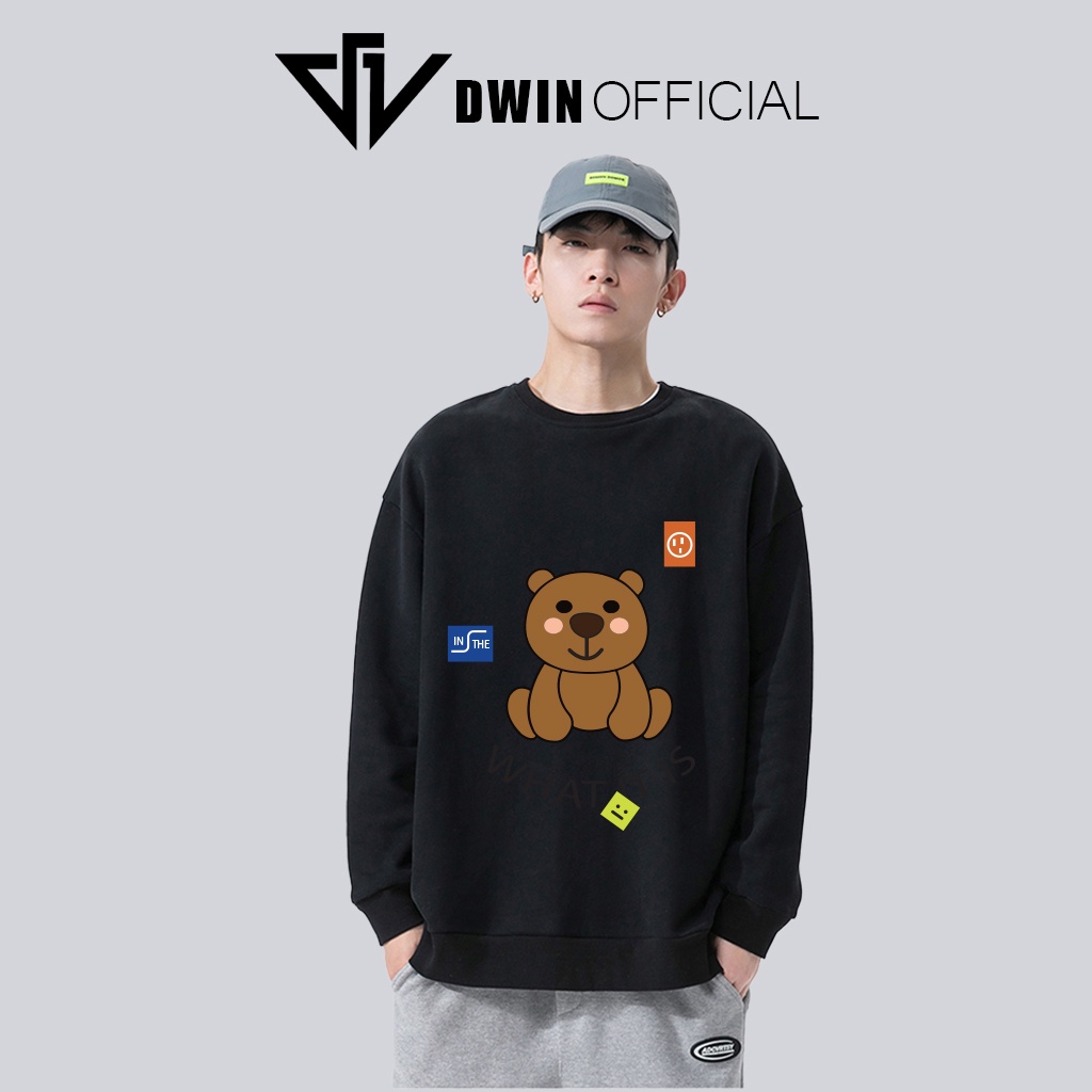 Áo sweater nỉ What is it Unisex DWIN basic nam nữ form rộng oversize local brand SP00100