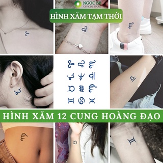 Hình Xăm Cung Hoàng Đạo, Hình Xăm 15 Ngày, Hình Xăm Dán Tạm Thời, Chống Nước, Không Hoen Mực
