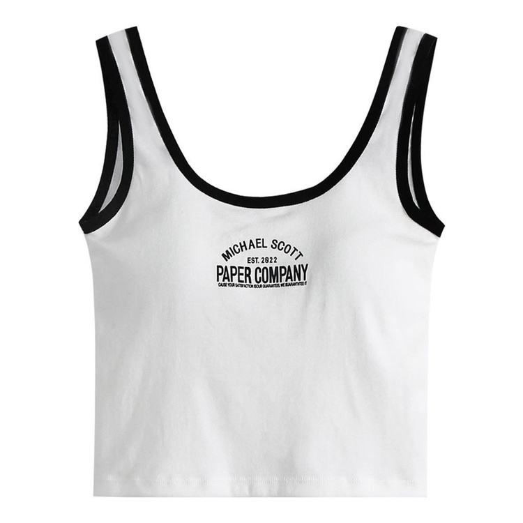 Áo thể thao sát nách form ngắn có mút đệm ngực in chữ màu trắng thời trang nữ 64