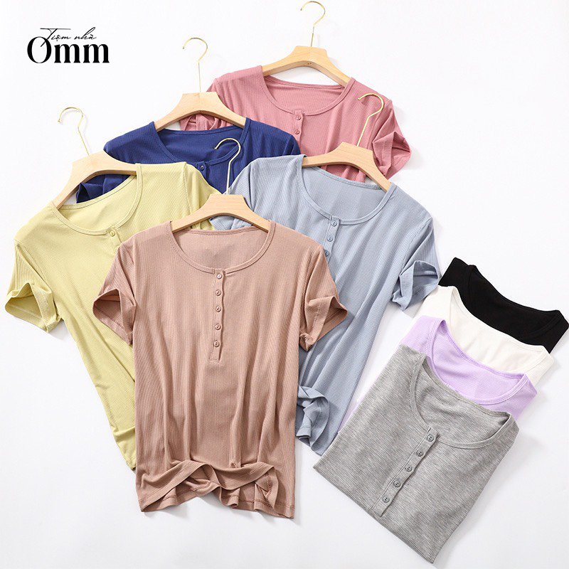 T318 HÀNG MỚI VỀ Áo thun tay ngắn đính nút