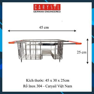 Rổ chén đa năng inox304 Carysil, công nghệ Đức, bảo hành 03 năm