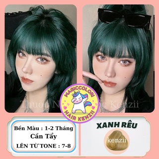 Thuốc Nhuộm Tóc Xanh Rêu Tặng Oxy Trợ Nhuộm Găng Tay Mũ Chùm Kenzii Lên Từ Tone 7 - 8