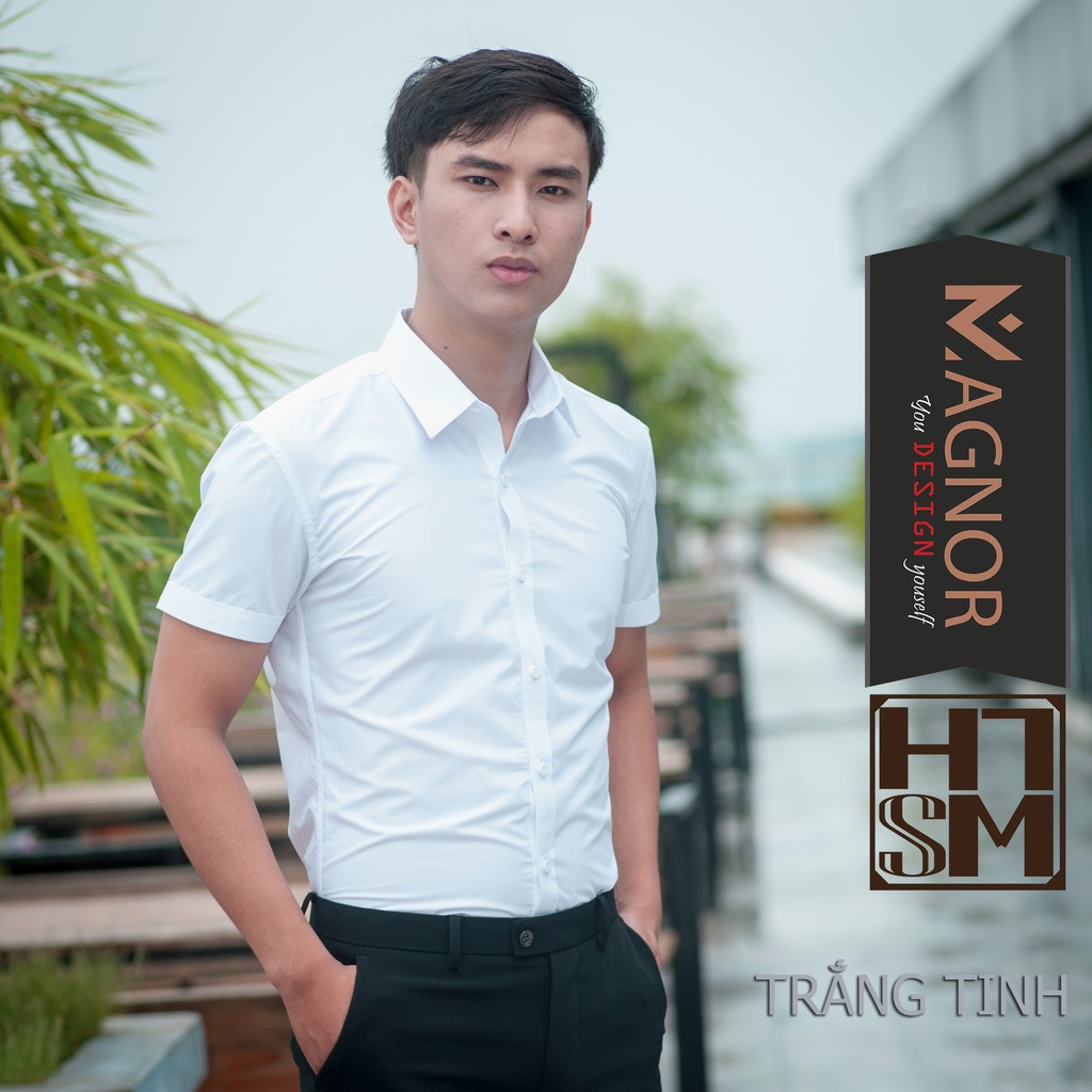 Áo sơ mi nam MAGNOR trơn, ngắn tay, gấp cổ (5 màu)