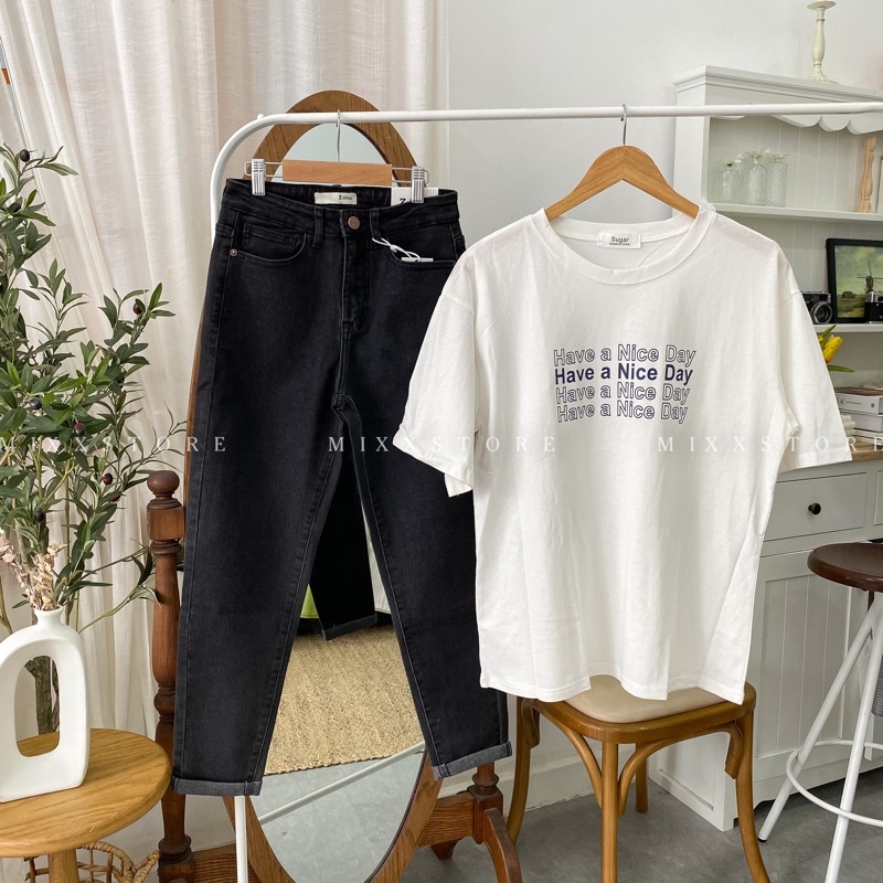 Áo Thun Nữ Chữ thun cotton mềm min thoáng mát dịu nhẹ phom suông rộng thoải mái