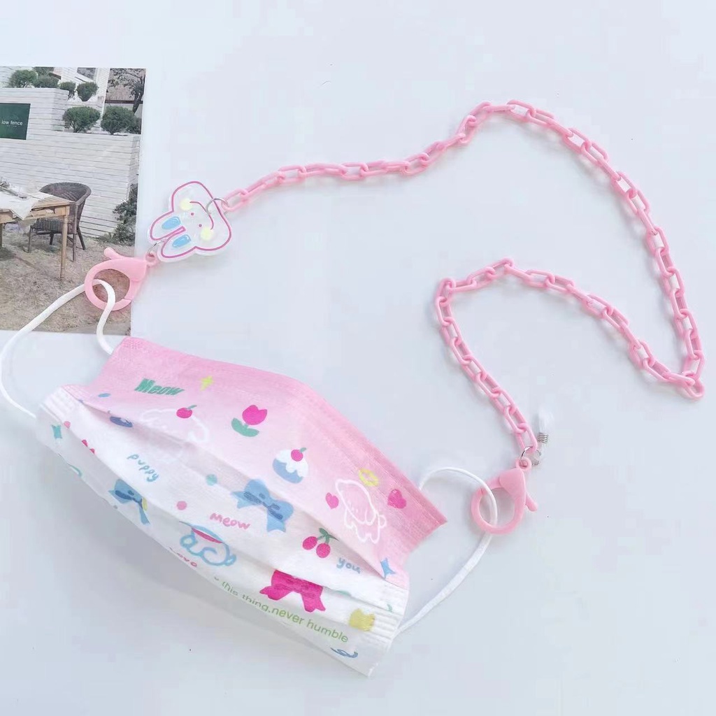 Dây Đeo Mặt Nạ Acrylic Hình Thỏ Hồng Dễ Thương Sáng Tạo
