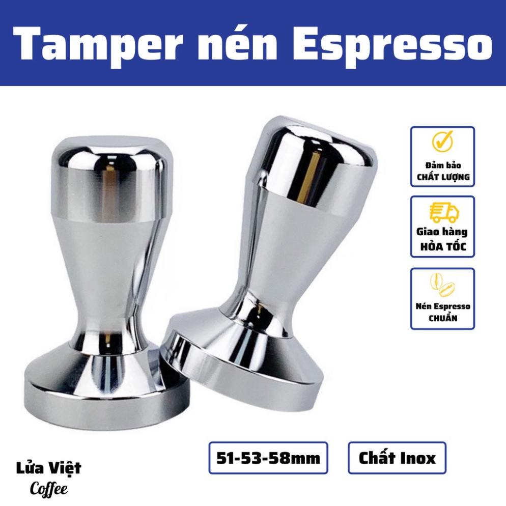 Tamper Dụng Cụ nén cà phê Espresso OCD cao cấp Inox 304 đường kính 58mm trọng lượng lên tới 700g bảo hành 1 năm