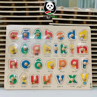 [Rẻ vô địch] Đồ Chơi Bảng Học Chữ Tiếng Việt Bằng Gỗ Có Núm