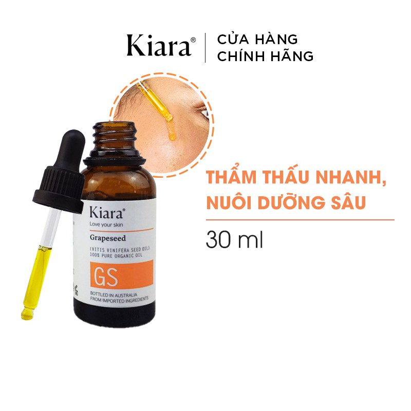 Dầu dưỡng ẩm mờ thâm sáng da Kiara Grapeseed Oil 30ml