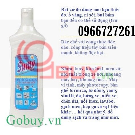 [ sale sập sàn ] Nước tẩy sumo đa năng, tẩy trắng inox nhựa sứ 700gr