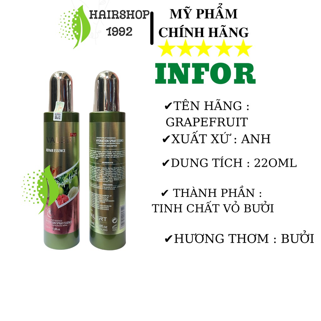 Xịt Dưỡng Tóc Tinh Dầu Bưởi 220ml Ngăn ngừa rụng tóc - kích thích mọc tóc - phục hồi tóc hư tổn