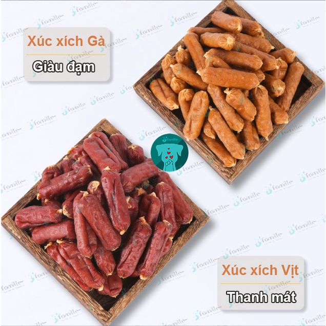 Đồ Ăn Vặt, Snack Chó Mèo JFAMILLE. Xúc Xích Khô Gà, Vịt. Giàu Đạm Dễ Tiêu Hóa, Túi 100Gr - JF194