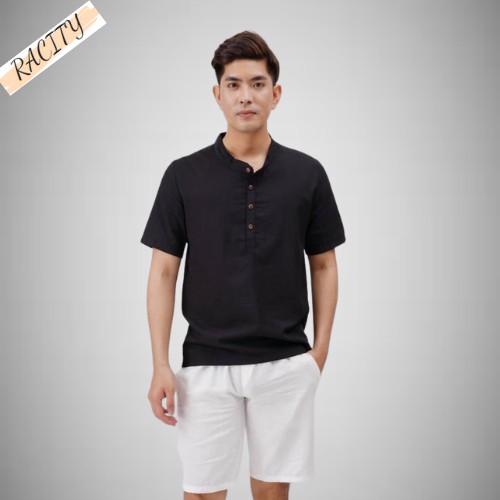 Áo Đũi Nam Cổ Tàu Ngắn Tay Đẹp Cao Cấp RACITY AD63 | BigBuy360 - bigbuy360.vn