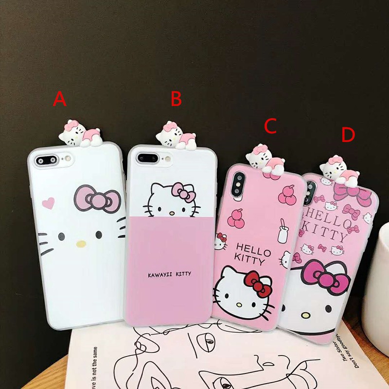 เคสลายคิตตี้น่ารักสําหรับ iPhone 6 S/7/8 Plus IphoneX Iphonexs Iphonexr Iphonexs Maxโกหกกรณีโทรศัพท์มือถือ เคสโทรศัพท์มือถือกันตก นิ่ม