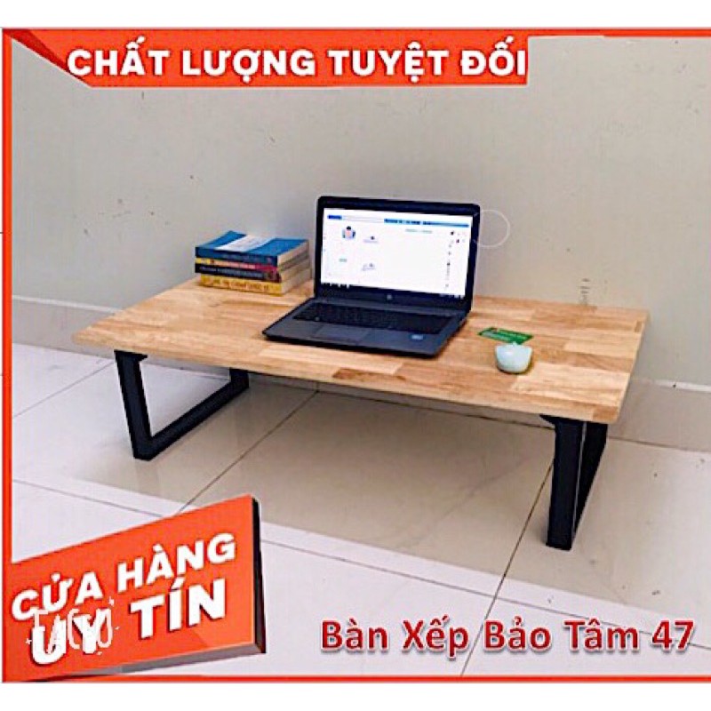 Bàn làm việc, bàn học, bàn ăn gấp gọn (40*80 cao 32cm)chân sắt ngồi bệt gỗ cao su bo gốc, bo cạnh (giá tại xưởng)