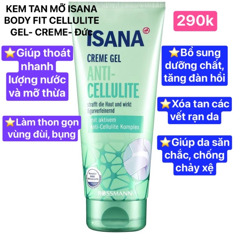 KEM TAN MỠ ISANA BODY FIT CELLULITE GEL- CREME- Đức