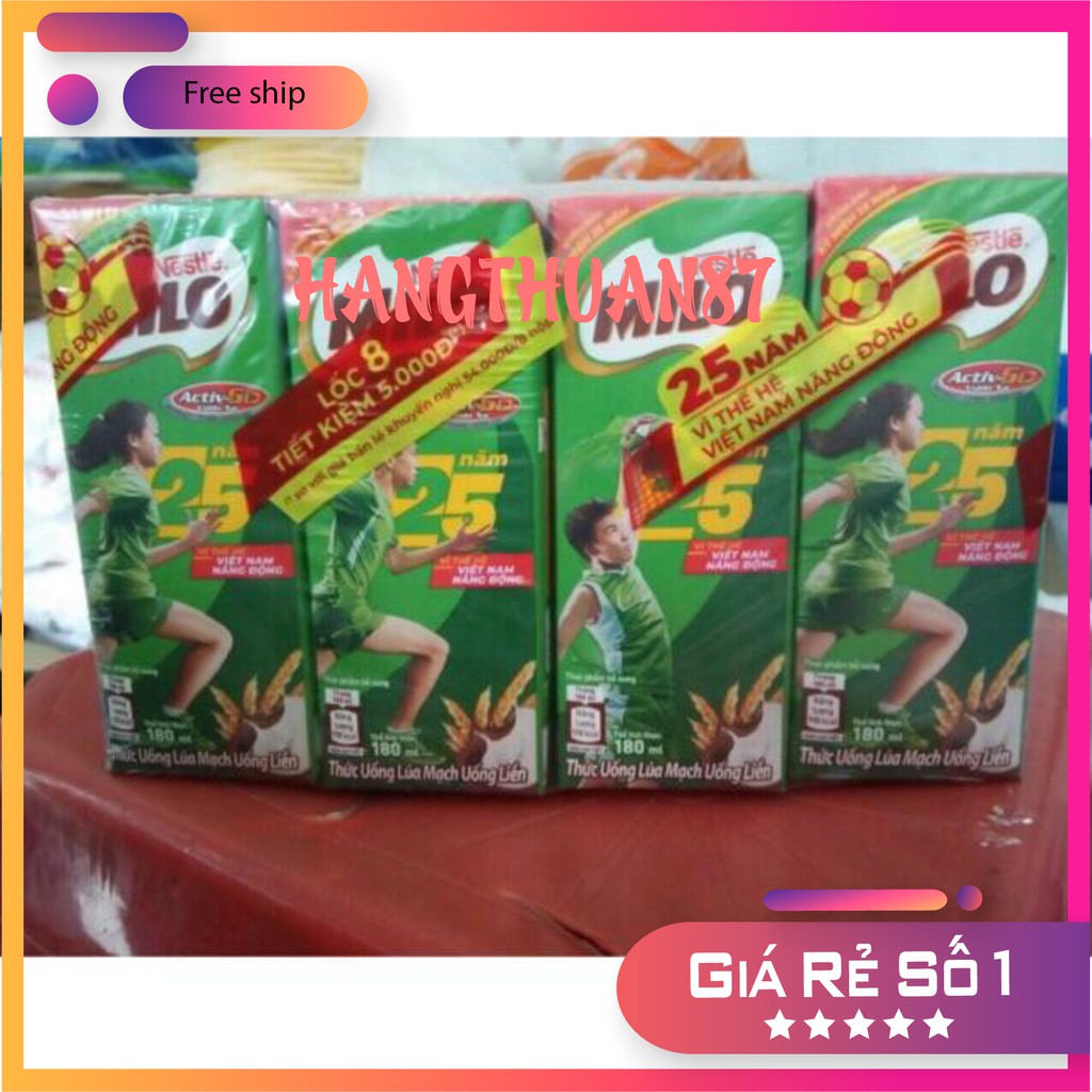 Freeship 50k Vỉ 8 hộp sữa milo 180ml